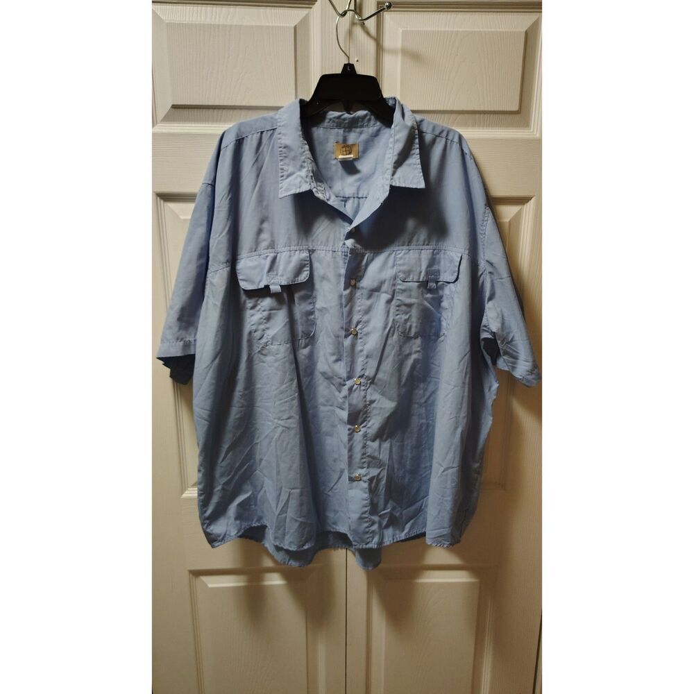 Haband Travelers 4X‎ Light Blue Pearl Snap Long Sleeve Button-Up Shirt
